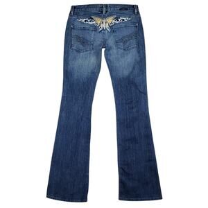 Y2k Jeans Low-Rise Flares Butterfly Booty Applique People for Peace - 28